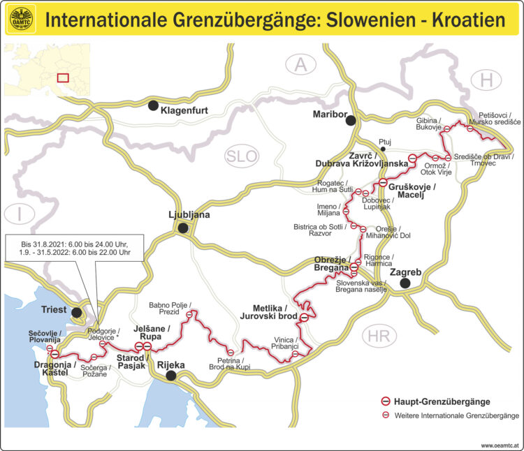 ÖAMTC map with international border crossings