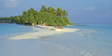 Schwankender Meeresspiegel der Ozeane - Phänomen der Gezeiten: Kuramathi, Rasdhoo Atoll, Malediven