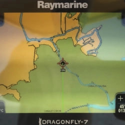 Koordinaten auf dem Raymarine Navigationssystem