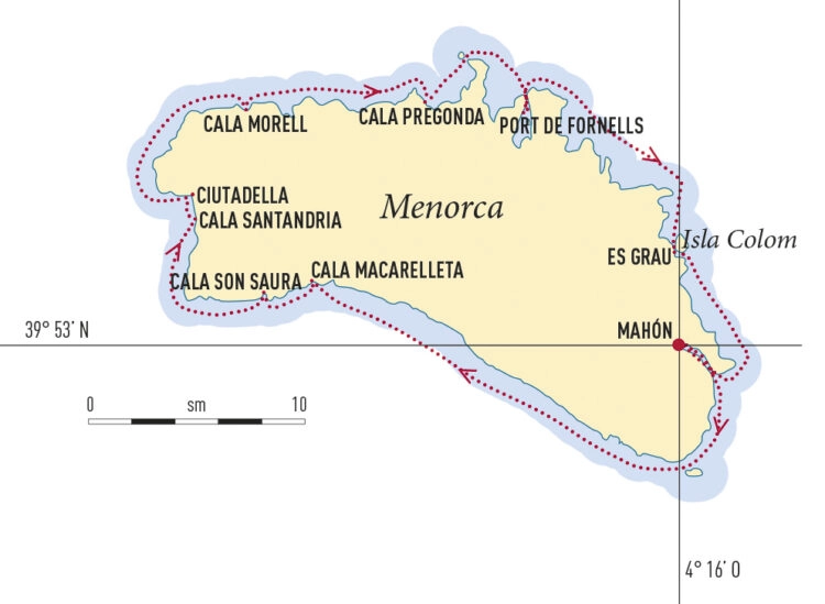Revier Menorca - Törn um die Insel: Karte / Törnkarte