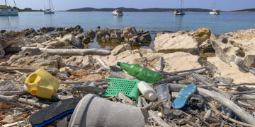 Plastic flood in the sea: plastic waste on the beach