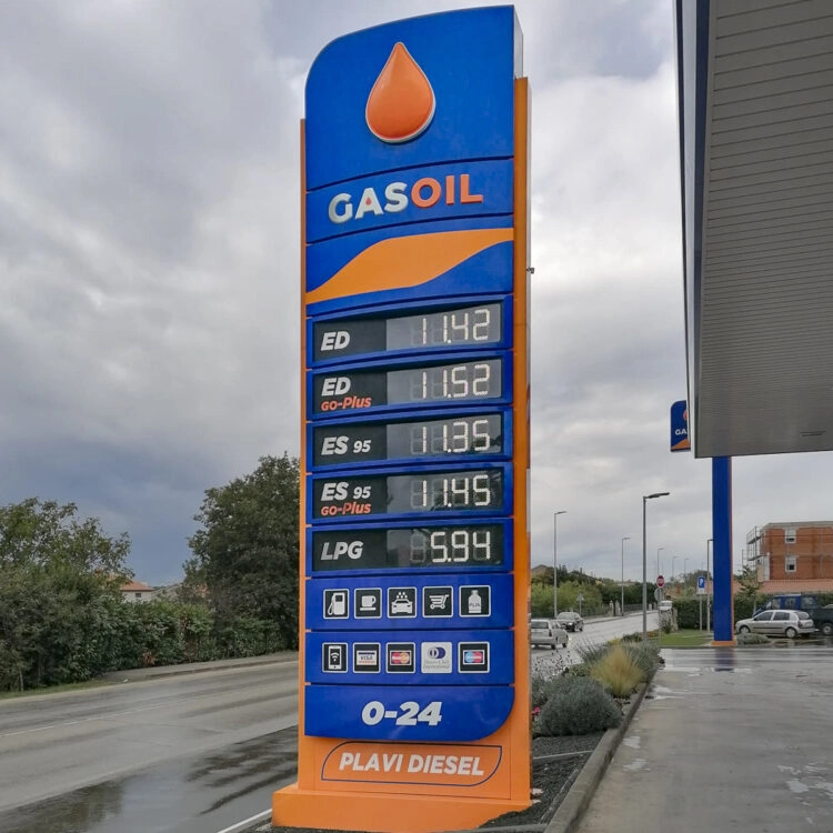 Kraftstoffpreise für Benzin und Diesel in Kroatien: Gasoil Tankstelle in Pula