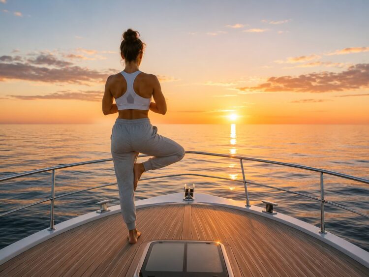 Fitness an Bord - Gleichgewichtsübung auf dem Vordeck