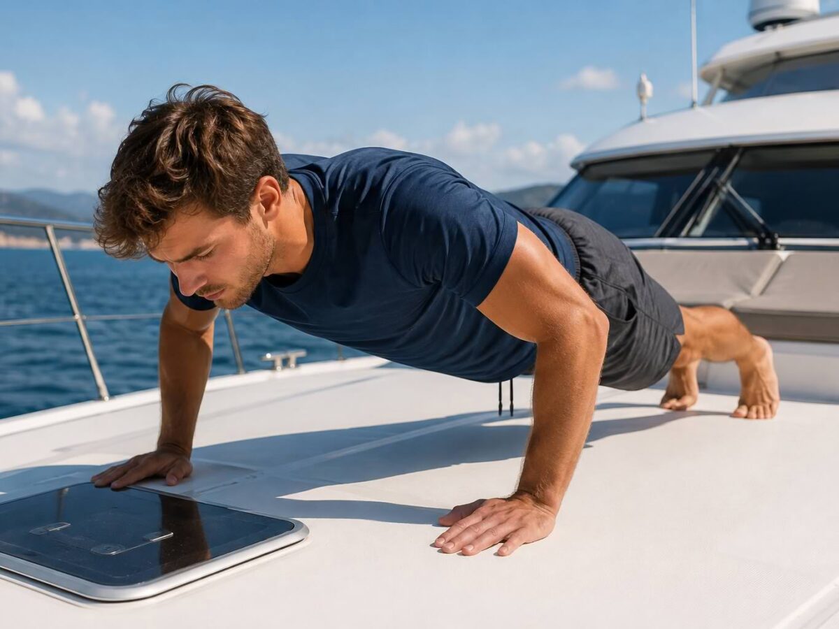 Fitness an Bord - Liegestütz auf dem Vordeck