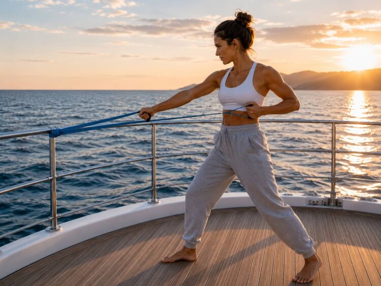 Fitness an Bord - Teraband an der Reling